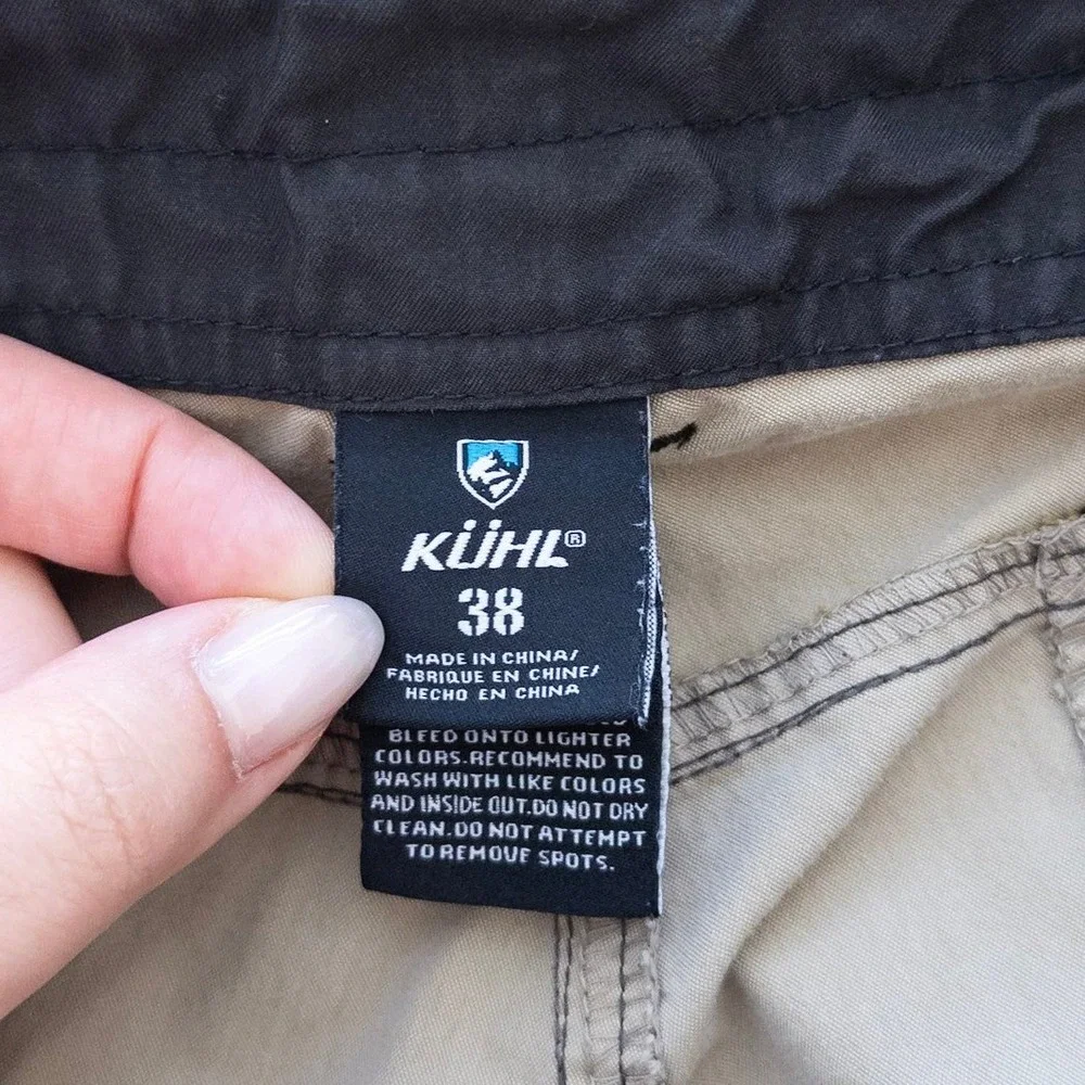 KUHL Mens Cargo Shorts 38 Green Vintage Patina Dye Hiking Utility Outdoor